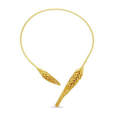 Demetra Wheat Necklace statement, with flexible  wire, 24K Gold plated  