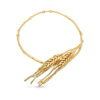 Demetra Wheat Necklace statement, double, choker, 24K Gold plated  