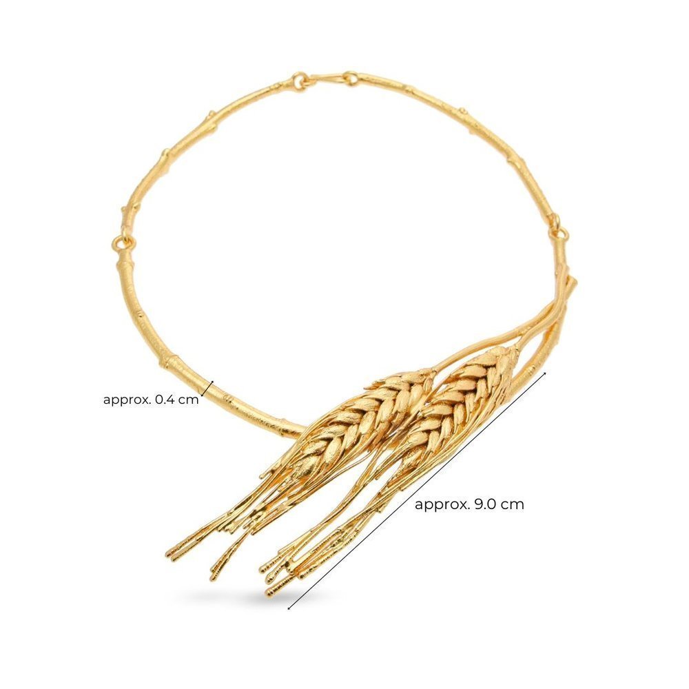 Demetra Wheat Necklace statement, double, choker, 24K Gold plated  
