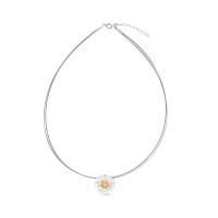 Kissing daisies Daisy Necklace  steelwire, 24K Gold and sterling silver  