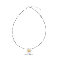 Kissing daisies Daisy Necklace  steelwire, 24K Gold and sterling silver  