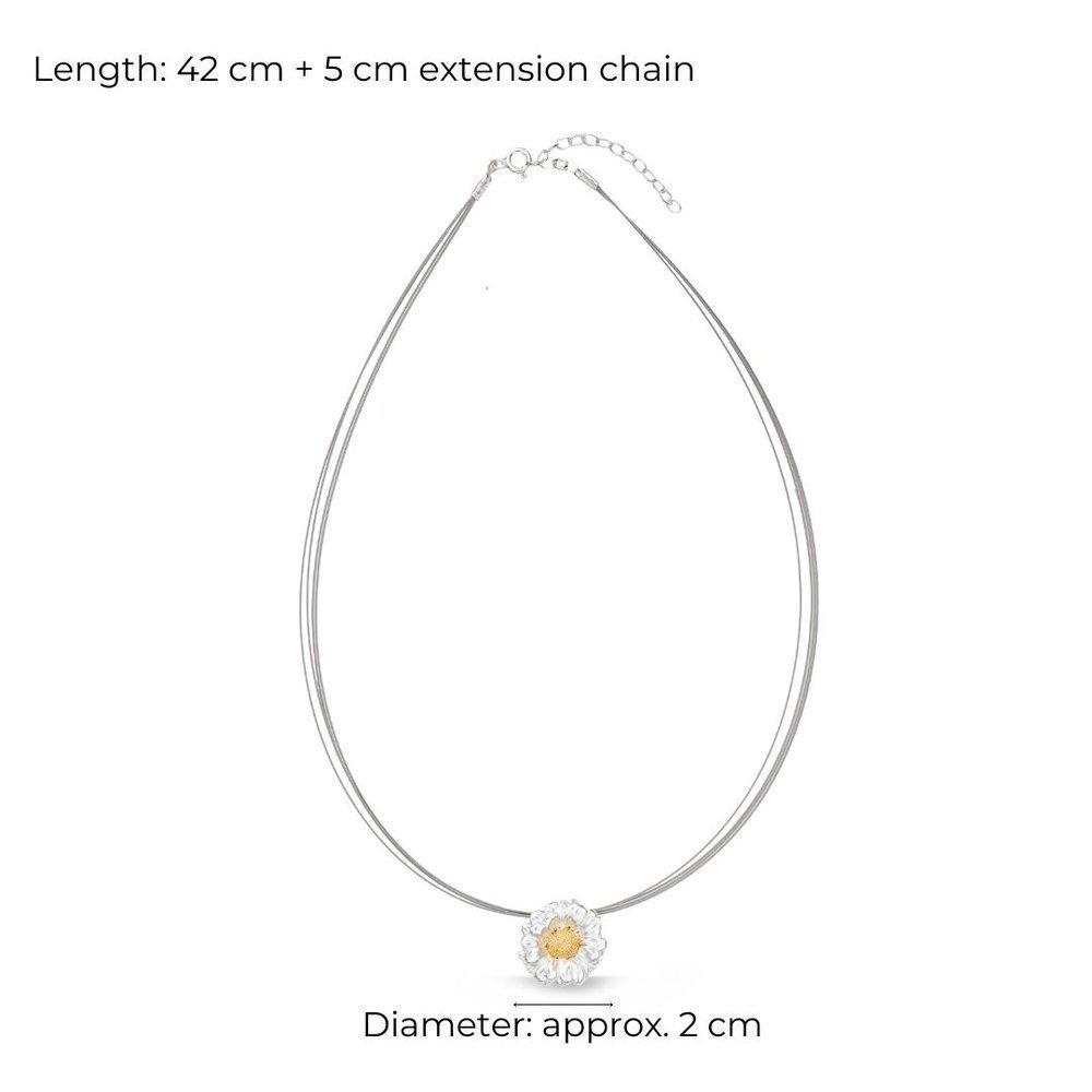 Phillis Daisy Necklace  steelwire, 24K Gold and sterling silver  