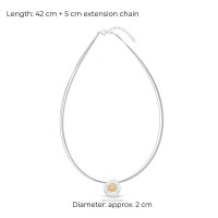 Phillis Daisy Necklace  steelwire, 24K Gold and sterling silver  