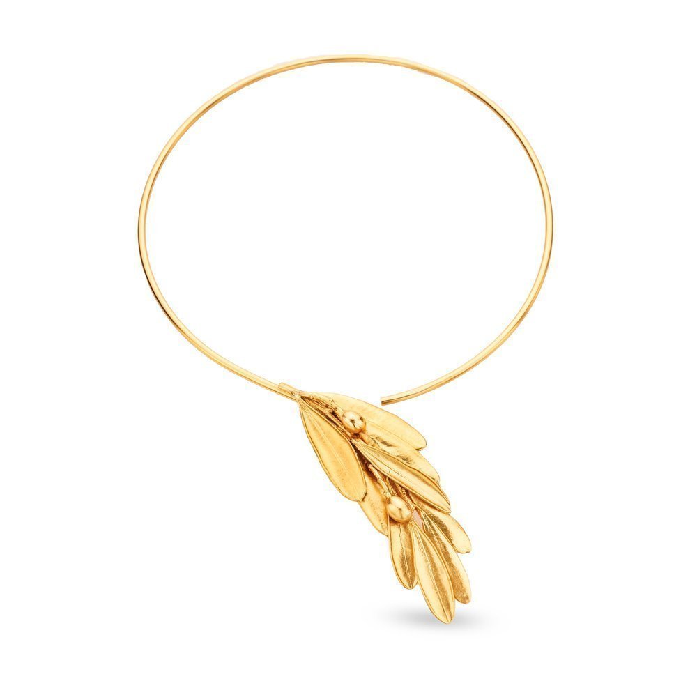 Athena Olive Necklace statement, with flexible  wire, 24K Gold vermeil on sterling silver  