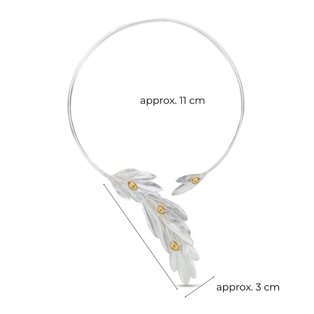 Athena Olive Necklace statement, with flexible  wire, 24K Gold and sterling silver  