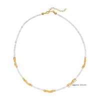 Amelia Necklace geometric, layer, 24K Gold vermeil on sterling silver Mop 