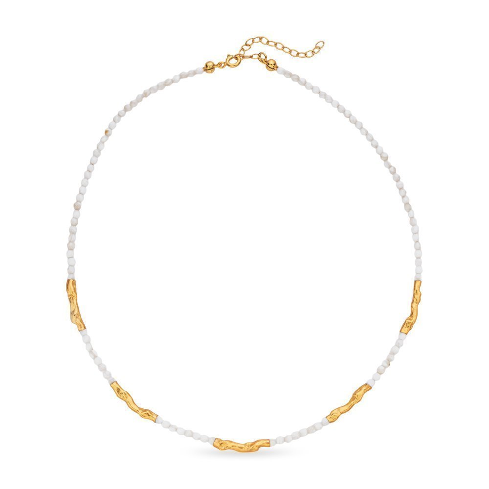 Amelia Necklace geometric, layer, 24K Gold vermeil on sterling silver Mop 