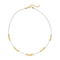 Amelia Necklace geometric, layer, 24K Gold vermeil on sterling silver Mop 