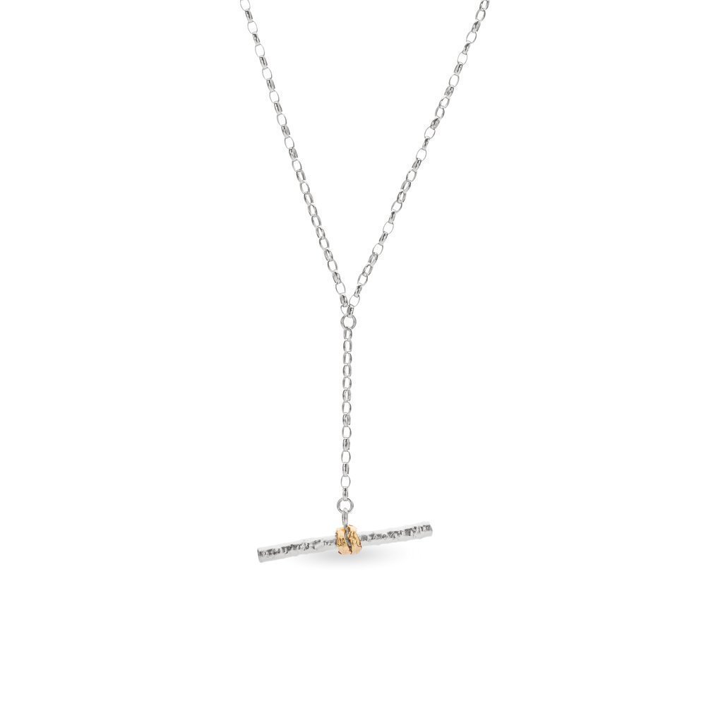 Ino Pine Necklace geometric, statement, layer, 24K Gold and sterling silver  