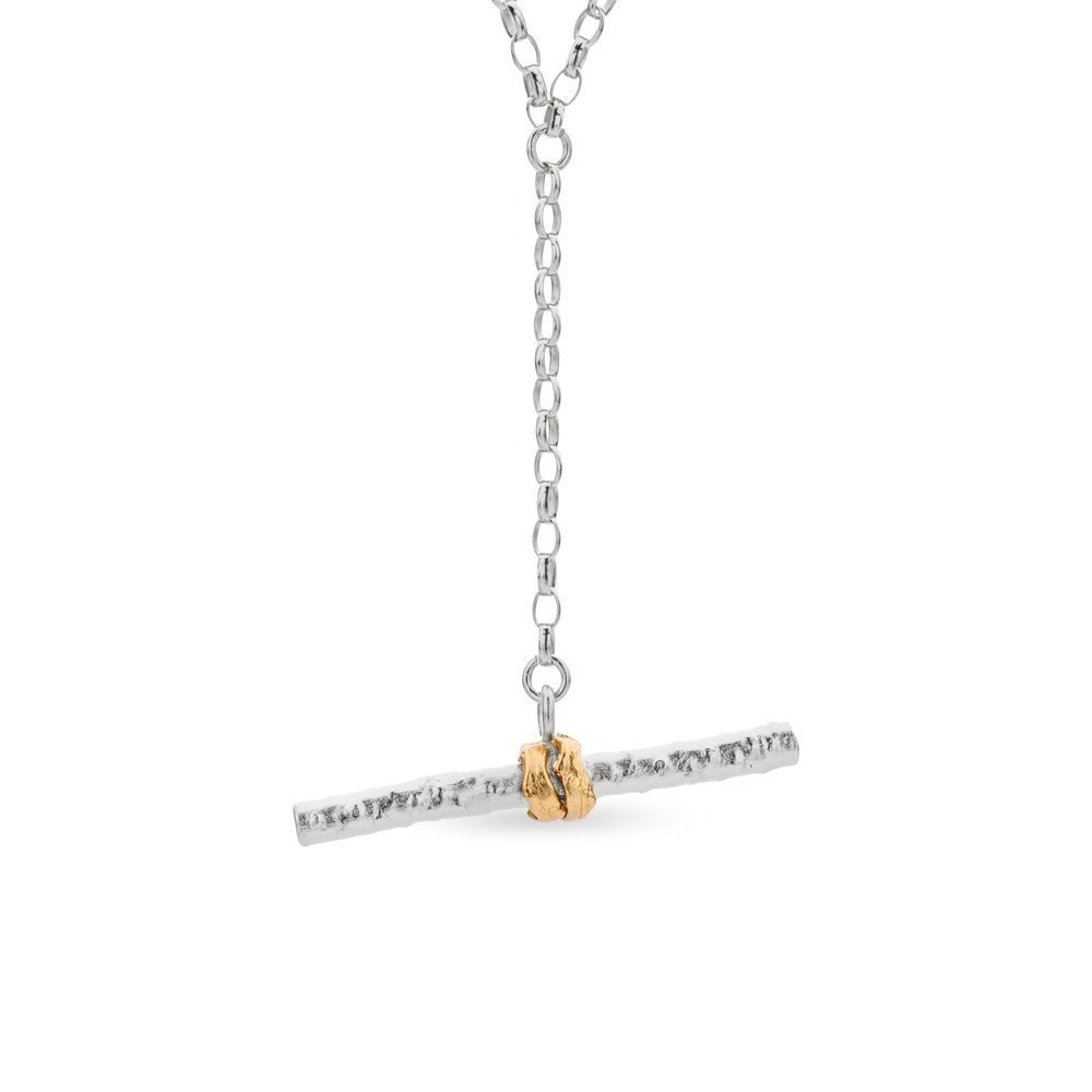 Ino Pine Necklace geometric, statement, layer, 24K Gold and sterling silver  