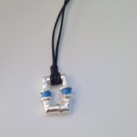Alke Necklace  layer, leather, long, Sterling silver  