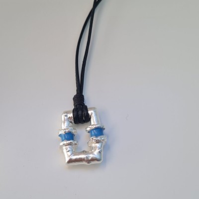 Alke Necklace  layer, leather, long, Sterling silver  
