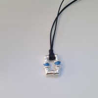 Alke Necklace  layer, leather, long, Sterling silver  