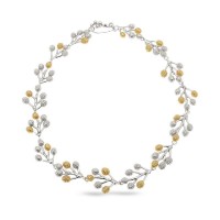 Myrtis Necklace statement,  24K Gold and sterling silver  