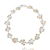 Myrtis Necklace statement,  24K Gold and sterling silver  