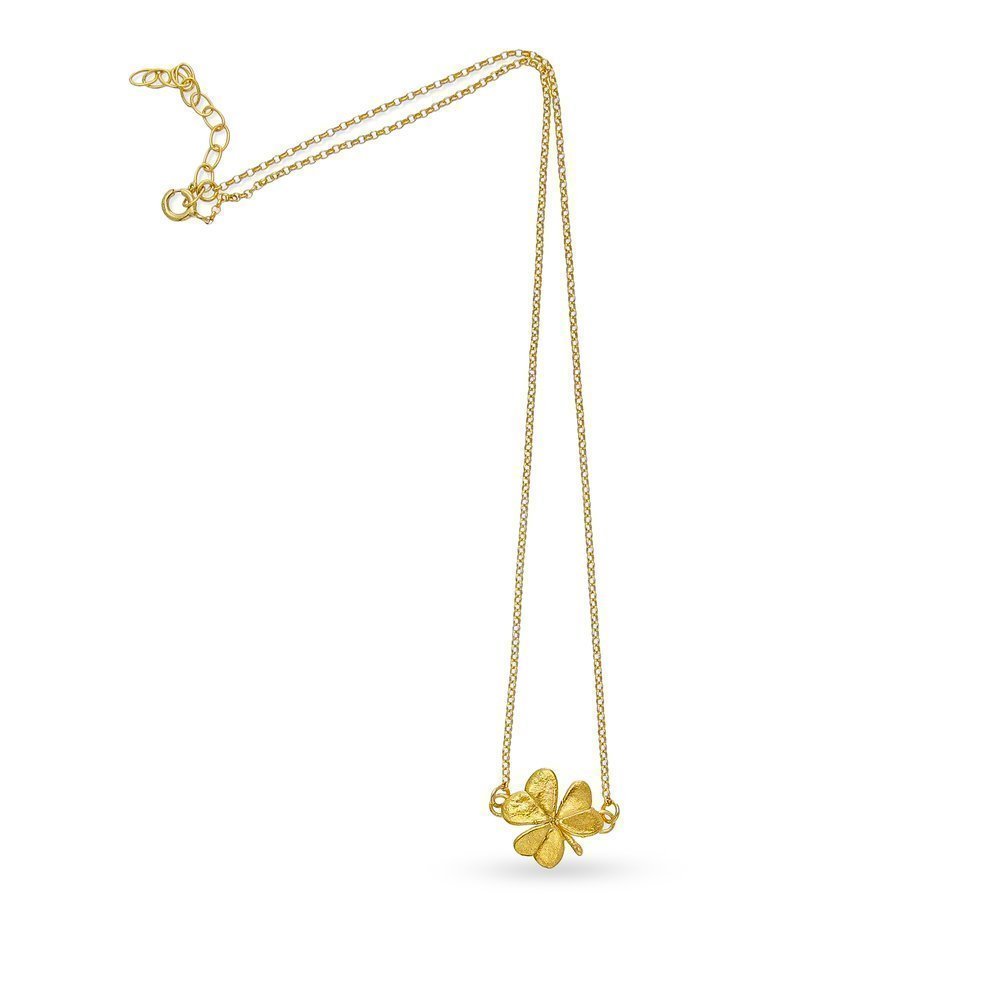 Fortuna Trefoil Necklace mini layer, 24K Gold vermeil on sterling silver  