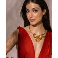 Euphoria Poppy Necklace statement, choker, with flexible  wire, 24K Gold vermeil on sterling silver  