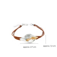 Tinos Jasmine Bracelet  leather, 24K Gold and sterling silver  