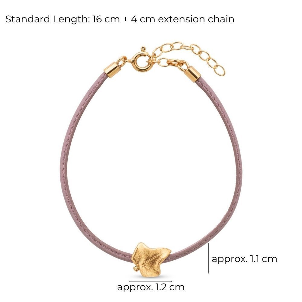 Eva Ivy Bracelet mini leather, 24K Gold vermeil on sterling silver  