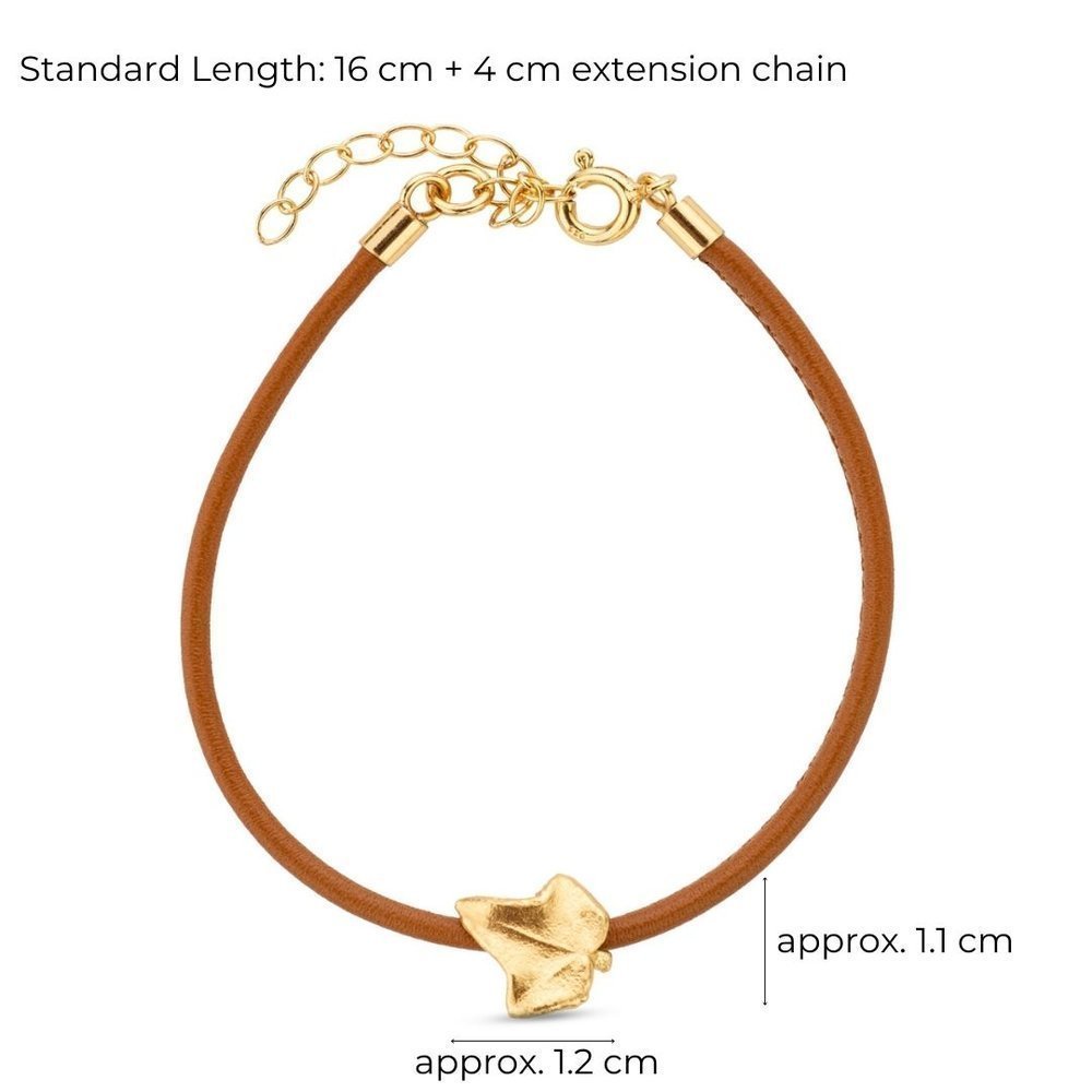 Eva Ivy Bracelet mini leather, 24K Gold vermeil on sterling silver  