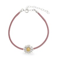 Daisy Field Daisy Bracelet mini leather, 24K Gold and sterling silver  