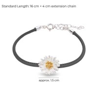 Daisy Field Daisy Bracelet mini leather, 24K Gold and sterling silver  
