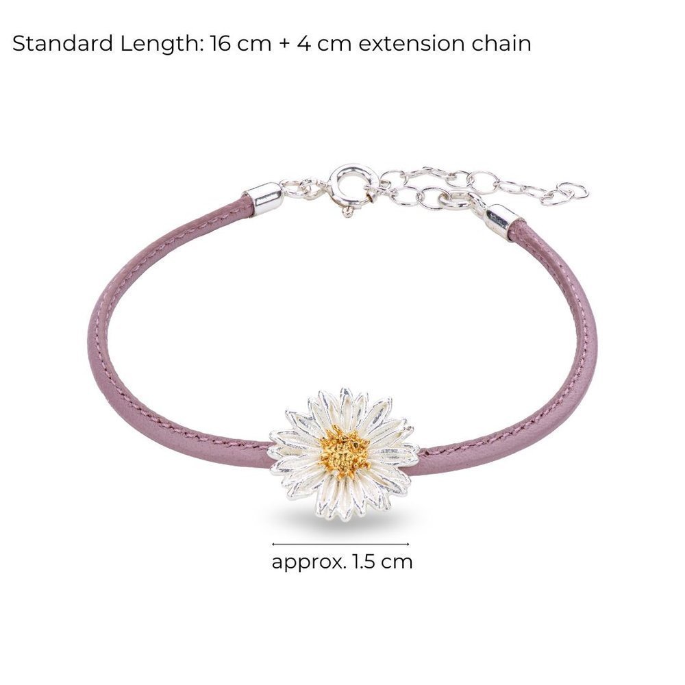 Daisy Field Daisy Bracelet mini leather, 24K Gold and sterling silver  