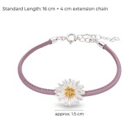 Daisy Field Daisy Bracelet mini leather, 24K Gold and sterling silver  