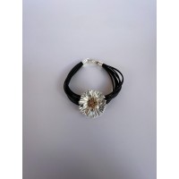 Daisy Field Daisy Bracelet statement, L, leather, 24K Gold and sterling silver  