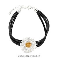 Daisy Field Daisy Bracelet statement, L, leather, 24K Gold and sterling silver  