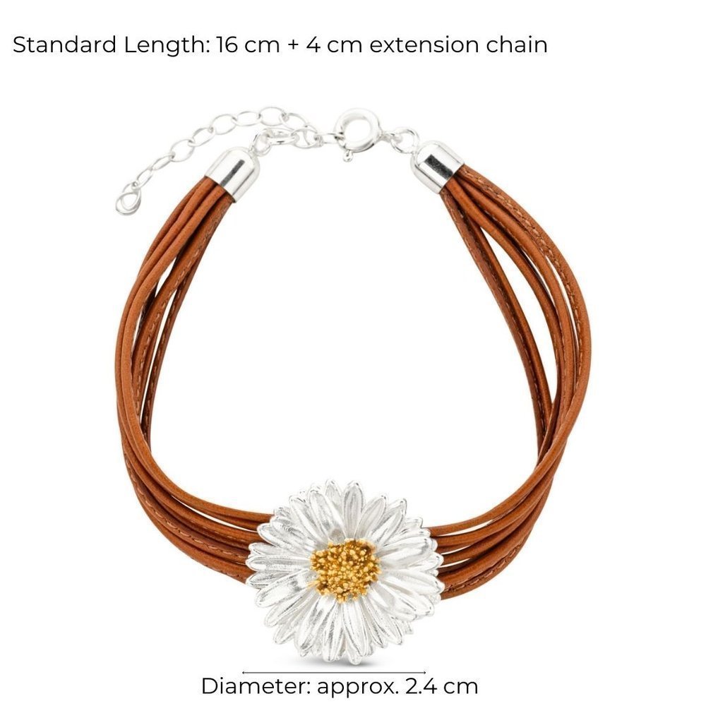 Daisy Field Daisy Bracelet statement, L, leather, 24K Gold and sterling silver  