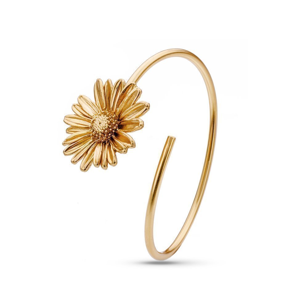 Crysanthe Chrysanthemum Bracelet statement, with flexible wire,  24K Gold vermeil on sterling silver  