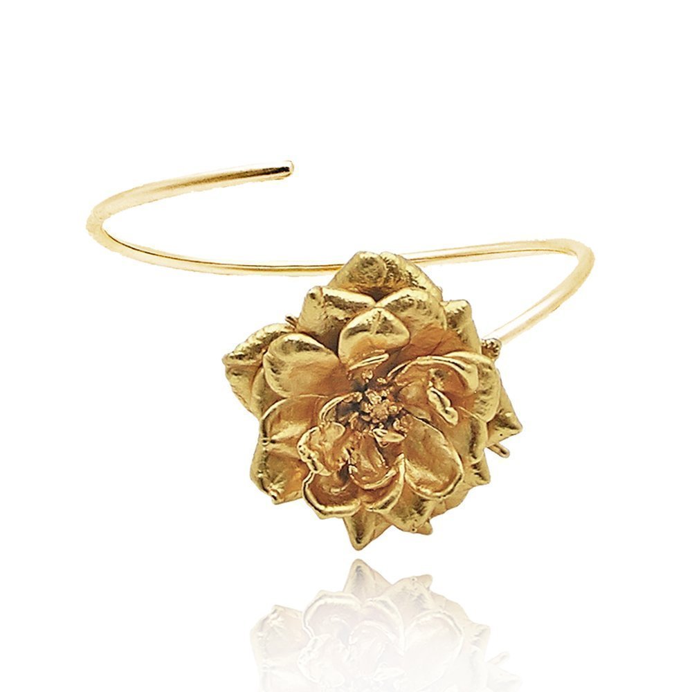Anassa Rose Bracelet statement, with flexible wire, 24K Gold plated  