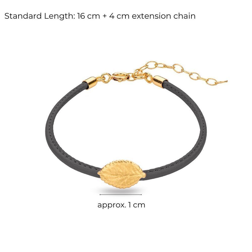 Eva Rose Bracelet mini leather, 24K Gold vermeil on sterling silver  