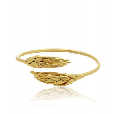 Demetra Wheat Bracelet statement, with flexible wire, 24K Gold plated  