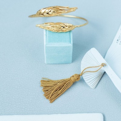 Demetra Wheat Bracelet statement, with flexible wire, 24K Gold plated  