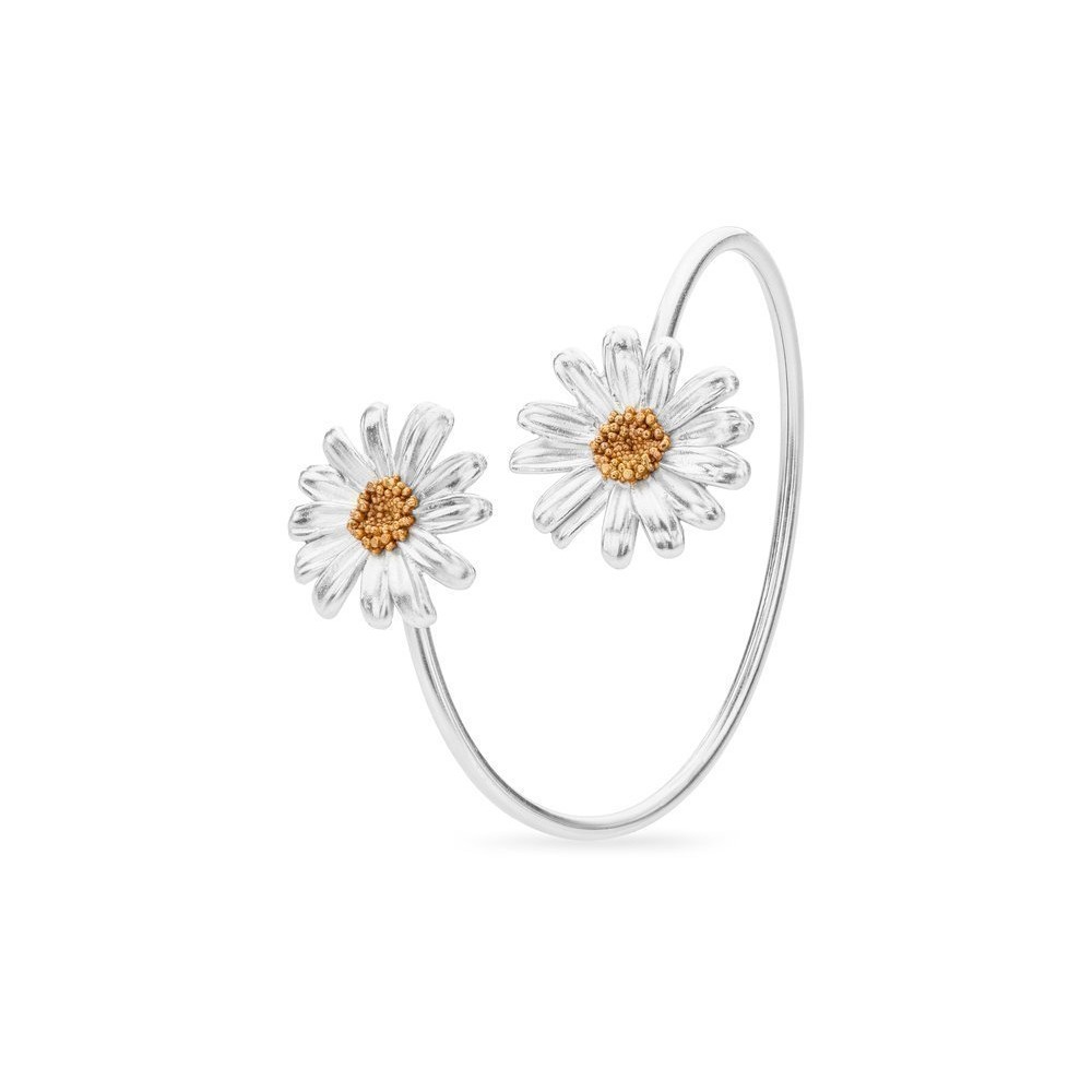 Aigli Daisy Bracelet statement, with flexible wire, 24K Gold and sterling silver  