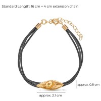 Athena Olive Bracelet  leaf with fruit, leather, 24K Gold vermeil on sterling silver  