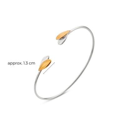 Moira Olive Bracelet mini with flexible wire, 24K Gold and sterling silver  