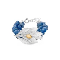 Athena Olive Bracelet statement,  24K Gold and sterling silver Kyanite 