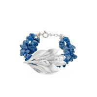 Athena Olive Bracelet statement,  Sterling silver Kyanite 
