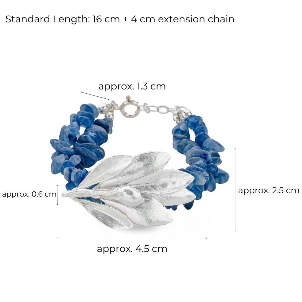 Athena Olive Bracelet statement,  Sterling silver Kyanite 