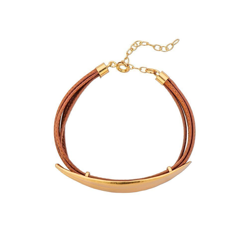 Athena Olive Bracelet  leather, 24K Gold vermeil on sterling silver  