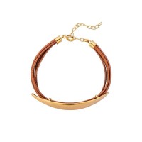 Athena Olive Bracelet  leather, 24K Gold vermeil on sterling silver  