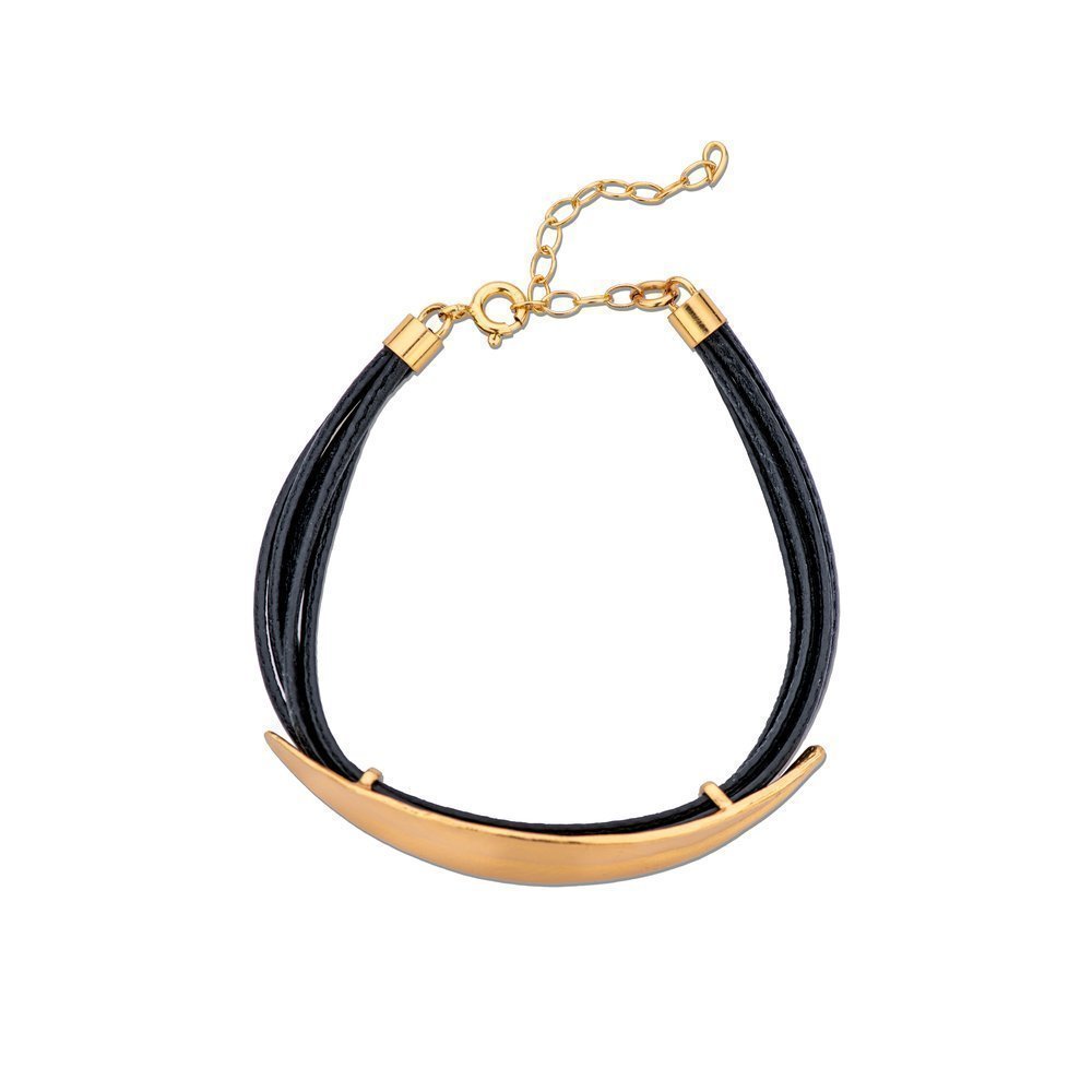 Athena Olive Bracelet  leather, 24K Gold vermeil on sterling silver  