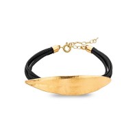 Athena Olive Bracelet  leather, 24K Gold vermeil on sterling silver  