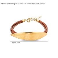 Athena Olive Bracelet  leather, 24K Gold vermeil on sterling silver  