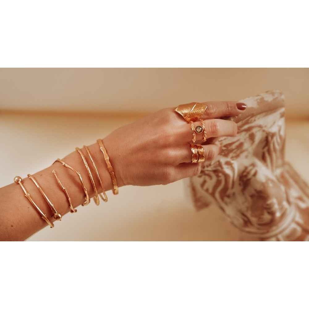 Erato Pine Bracelet geometric, bangle, 24K Gold vermeil on sterling silver  