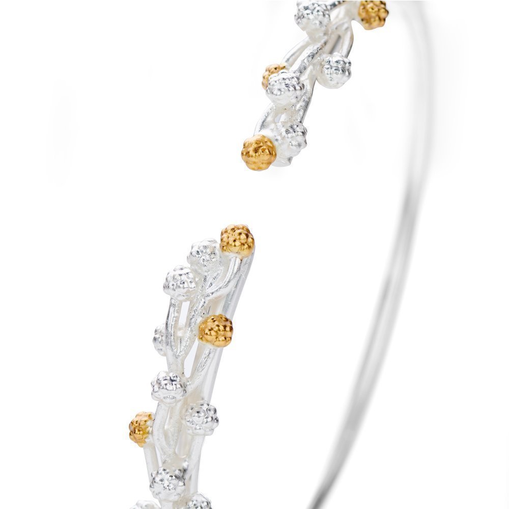 Mimosa Bracelet statement, with flexible wire, 24K Gold and sterling silver  