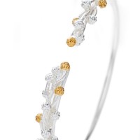 Mimosa Bracelet statement, with flexible wire, 24K Gold and sterling silver  